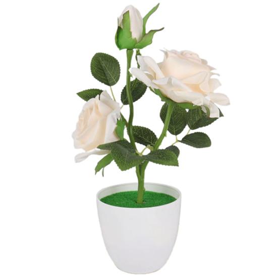 1 Set Artificial Potted Plant Cut Evenly Clear Texture Plastic Table Decor Simulation Rose Flower for Party