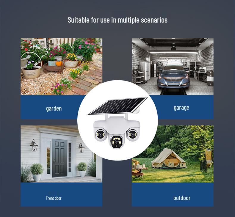 6MP Solar-Powered Outdoor PTZ Surveillance Camera with Auto-Tracking and Three Lenses