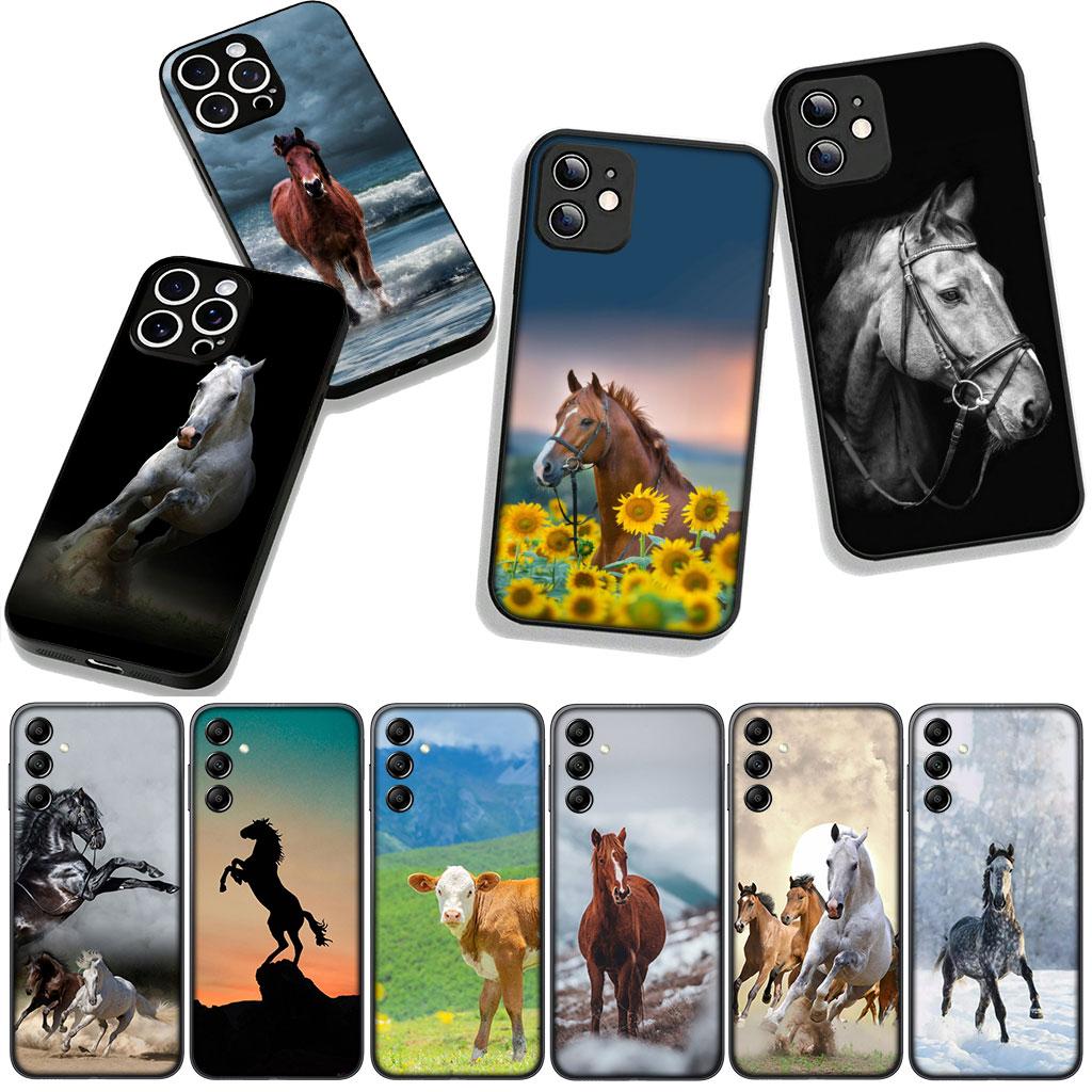 for Motorola Moto G54 G05 G24 G45 G55 G75 G85 G15 G57 G86 Power Edge 50 30 Ultra Fusion neo Pro Case Running Wild Horse Pets