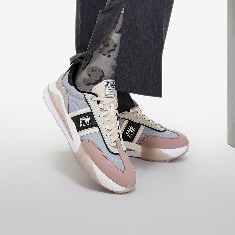 Fila Текстиль под кирпич, Кожаные Низкие Повседневные Туфли Женские Серый Розовый F12W231125FAF