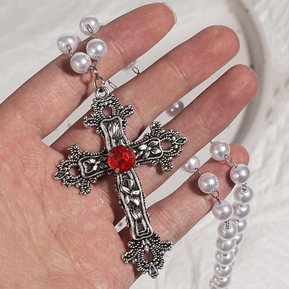 Y2k Gothic style zircon couple cross love pendant necklace, suitable for Christmas and Valentine's Day gifts for lovers and frie