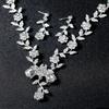Женщины горный хрусталь листья цветок ожерелье серьги-гвоздики свадебный комплект ювелирных изделий
