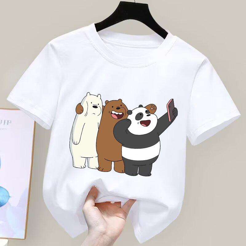 We Bare Bears Children Summer White T-Shirt Cartoon Tops Kid Boy Girl Kawaii Bears Tee Shirts Casual Clothes Birthday Gift 2026