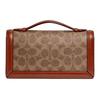 Coach Riley Colorblock Signature Canvas Crossbody Bag, Tan Rust Leather Trim Gold Turnlock Detachable Chain & Handle, Women's Daily 68312-B4NQ4