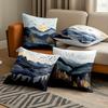 Abstract Blue and Gold Swirl Pattern Throw Pillow Cover for Modern Sofa Decor