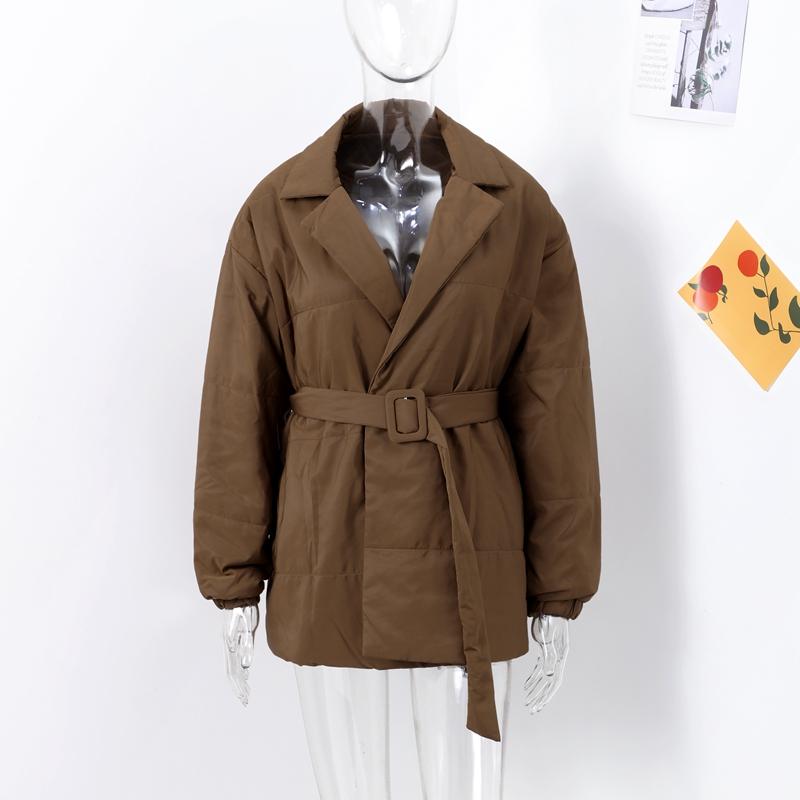 Belt Solid Color V Neck Women Coat Long Sleeve Thicken Female Jacket Winter Autumn Lace Up Pocket Fashion Lady Outwear