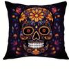 Spooky Halloween Pillow Covers 45x45cm - Colorful Sugar Skull Printed Cushion Cases, Pillow Cover for Sofa Living Room