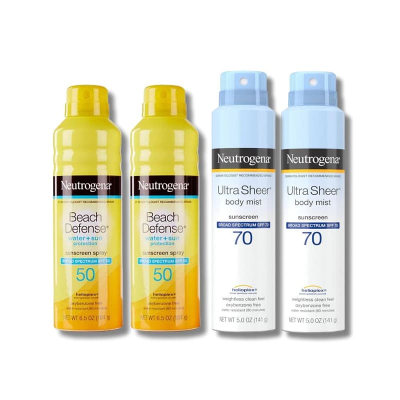 Neutrogena Ультралегкий спрей-мист для тела с защитой от солнца SPF70 141 г x 2 + Спрей для защиты от солнца Beach Defense SPF50 184 г x 2