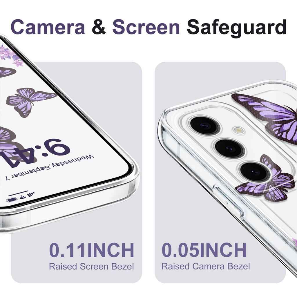 Sky Butterfly Transparent Phone Case For Samsung Galaxy S26 S25 S24 S23 FE Plus Ultra Soft TPU Cover