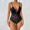 Summer Women's Jumpsuit Sling Black Lace Tight Sexy Mesh Jumpsuit