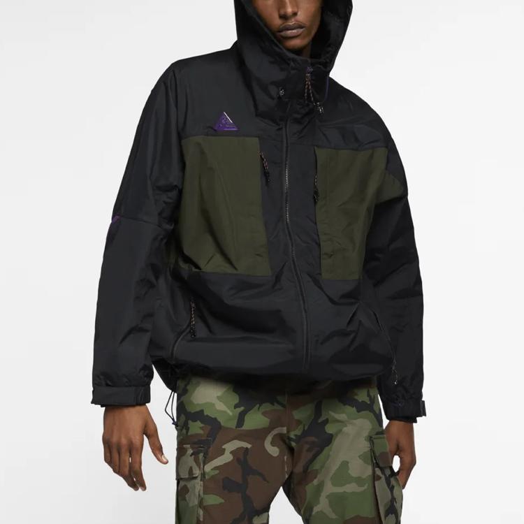 Nike Ветрозащитная уличная куртка с цветными блоками, мужская верхняя одежда, черный, фиолетовый AQ2294-010