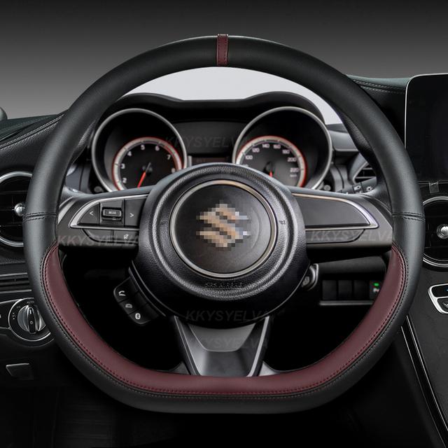 Чехол на руль автомобиля из микрофибры D-образной формы 38 см для Suzuki Swift 2017 2018 Sport Auto Accessories