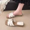 Low-heeled One-word Slippers for Women's Summer Wear New Versatile Skirt Seaside Beach Cool Slippers