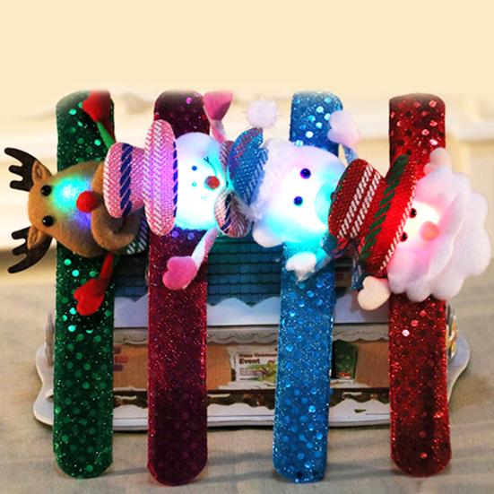 Рождественский браслет-шлепок, красочный светодиодный светящийся Санта-Клаус, снеговик, олень, медведь, кукла, регулируемая лента для детей и взрослых, принадлежности для вечеринок