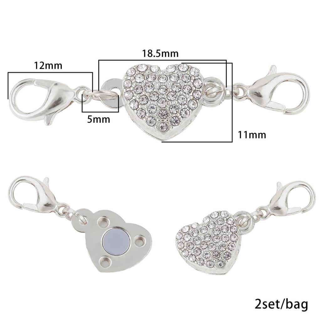 2 компл./сумка, сильные магнитные застежки в форме сердца, подходят для браслетов, ожерелья, застежки, соединители для изготовления ювелирных изделий