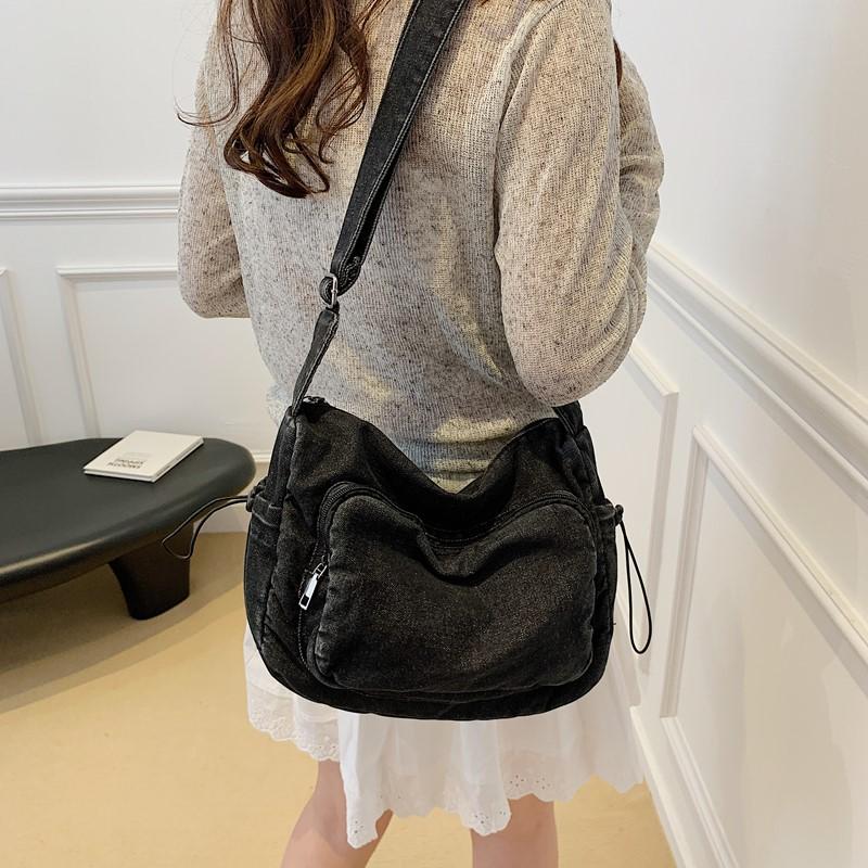 Женская повседневная сумка-сатчел через плечо, женская маленькая джинсовая винтажная сумка-мессенджер, регулируемый ремешок, повседневная сумка-тоут, многофункциональная шикарная сумка-хобо