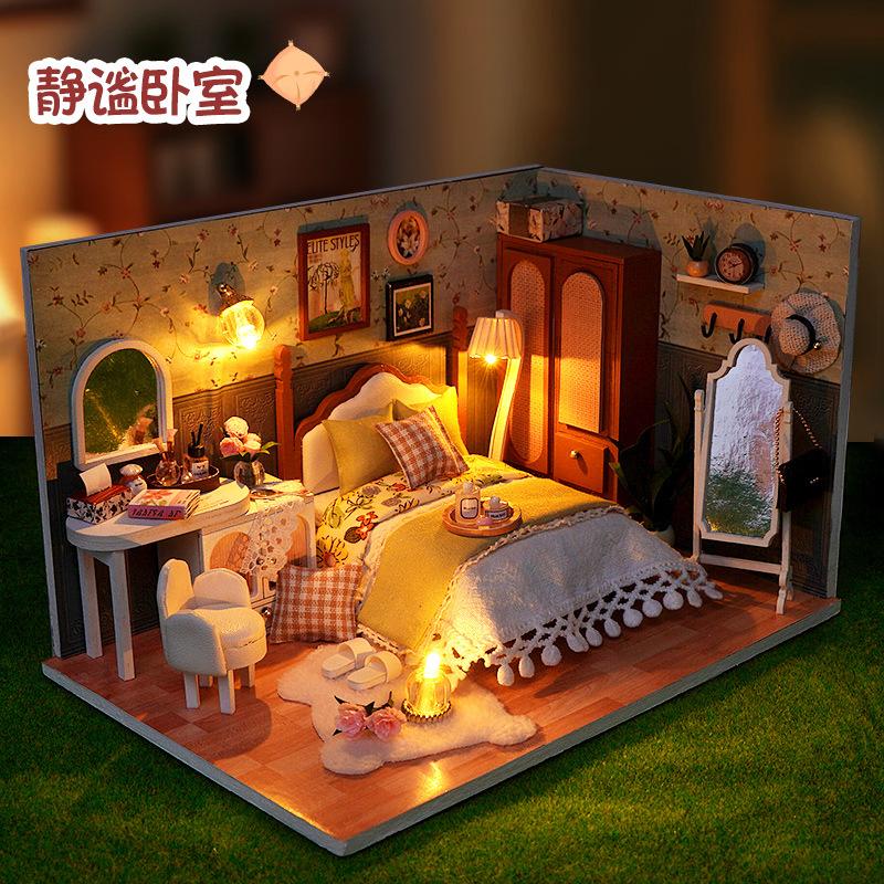DIY Миниатюрная комната Ручная сборка Деревянная игрушка Модель дома 13см*13см*12см Подарок на день рождения Новый год Сцена дома
