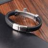 Vintage Cross Bracelet for Men Stainless Steel Braided Leather Rope Bracelet Hip Hop Punk Male Jewelry Accessories