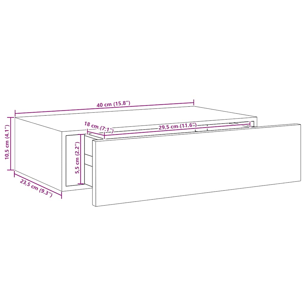 Wall Mounted Drawer Shelves 2 pcs Oak Effect 40 x 23.5 x 10 cm MDF