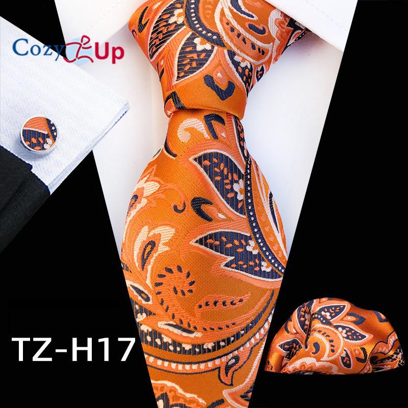 Cozy Up Набор из трех предметов, модный деловой мужской галстук с узором пейсли, включает в себя галстук, запонки, носовой платок