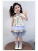 Girls' summer outfit set, children's 2026 new sweet and stylish printed short sleeved T-shirt, baby's fashionable fluffy skirt