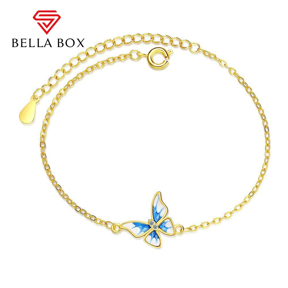 BELLA BOX Синий браслет-бабочка Темпераментный позолоченный простой женский браслет с бриллиантами