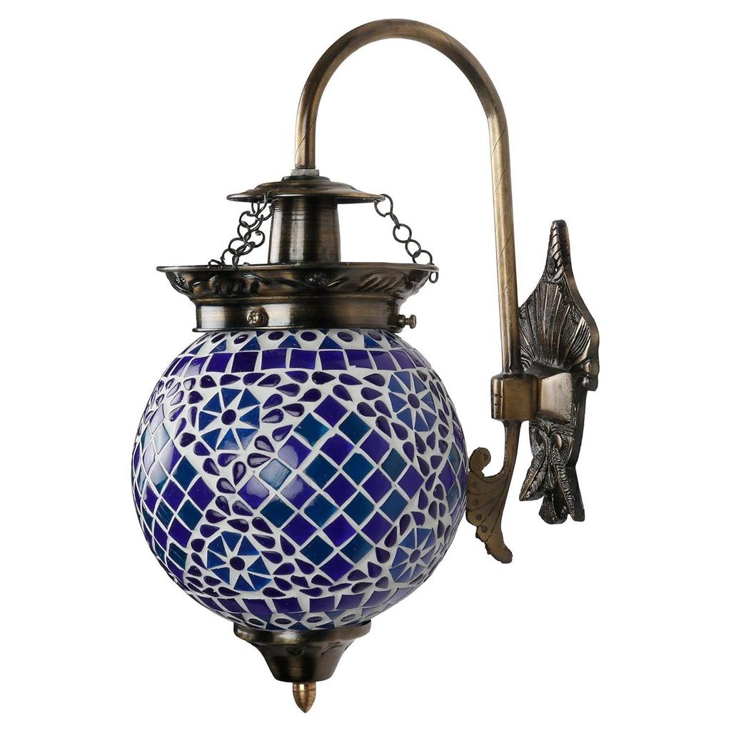 Синий мозаичный стеклянный настенный светильник - Сделанный вручную элемент домашнего декора (Пакет из 1)