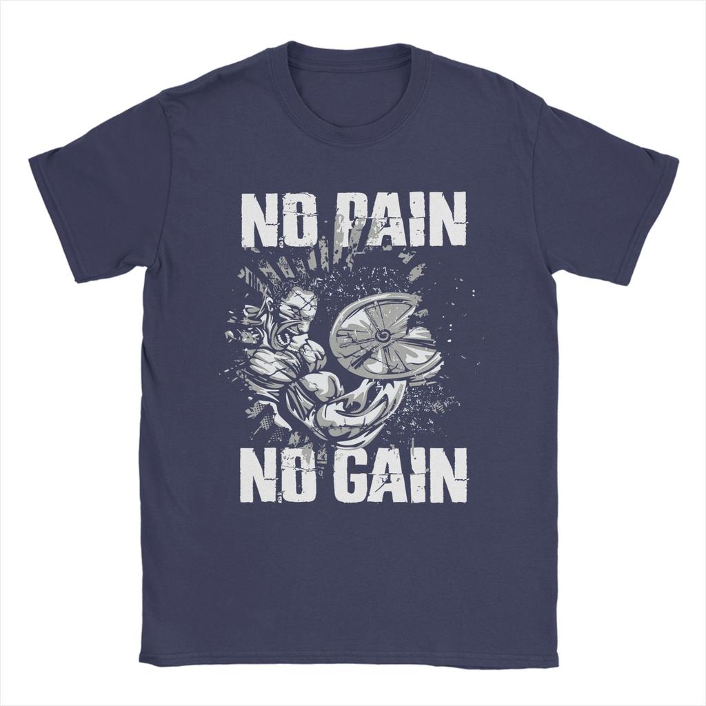 Новинка Спортивные Футболки для Фитнеса и Бодибилдинга Унисекс No Pain No Gain Футболки Унисекс Футболка с Коротким Рукавом Уникальные Топы