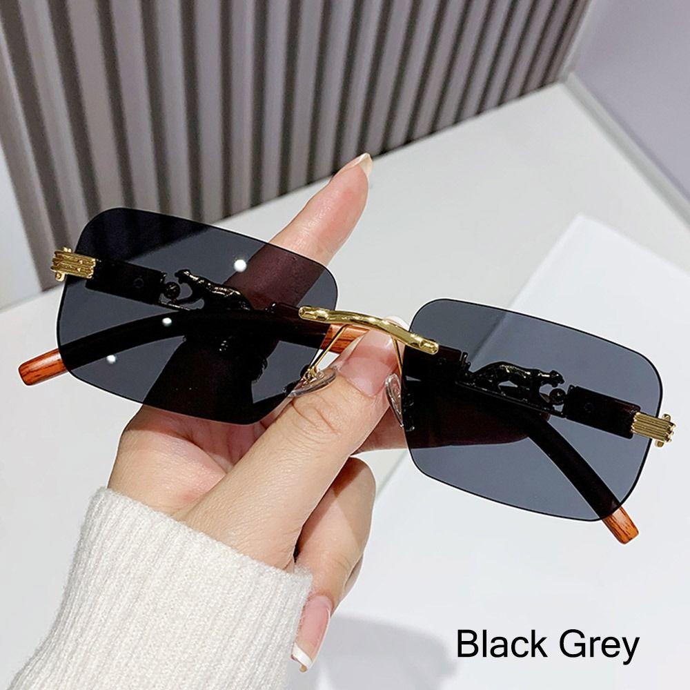 UV400 Cheetah Design Sunglasses Metal Temples Rectangle Sun Glasses for Women & Men