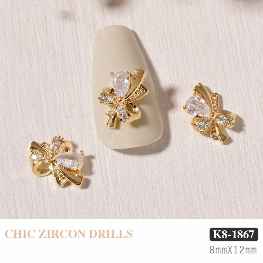 Pearl Opal Charms Nail Art Decorations Nail Rhinestones Crystal Pendant Chain Nail Art Jewelry