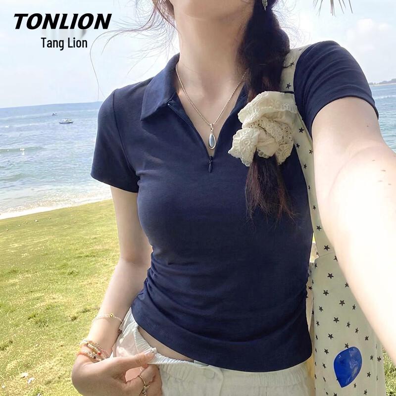 Женская футболка-поло TonLion с полумолнией