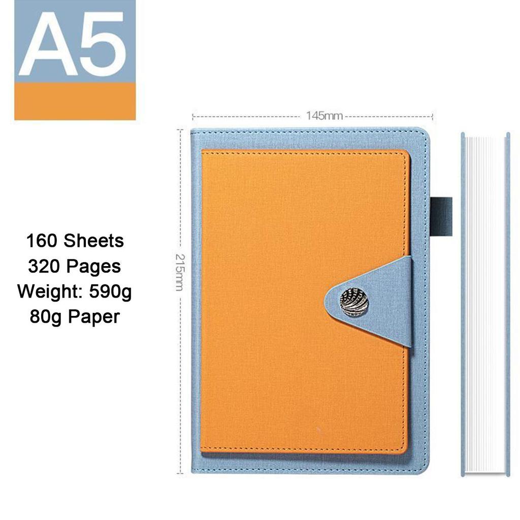 Тетрадь для деловых бумаг формата А5 из плотной ткани, ученическая тетрадь, журнал для записей рабочих совещаний, ежедневник на пряжке, внутренние страницы в линейку, 160 листов, 320 страниц
