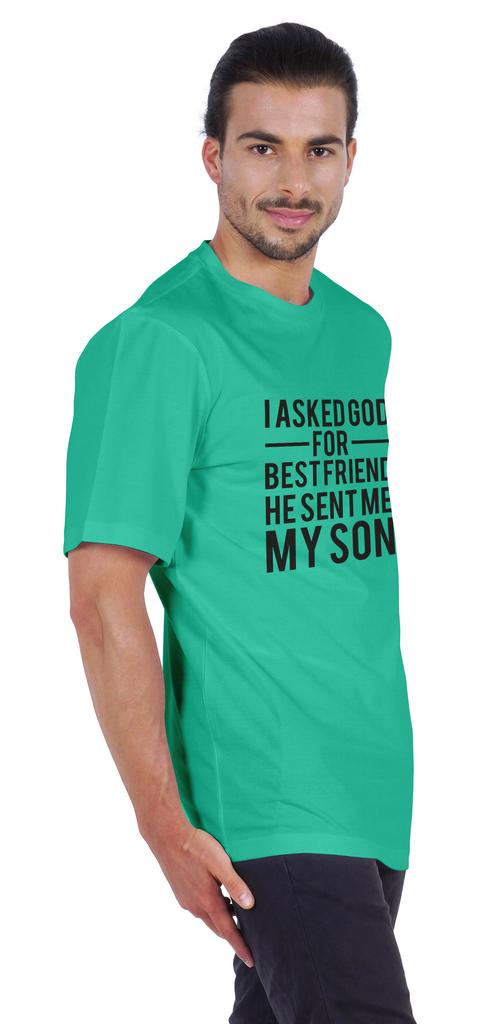 Inkmeso Men  S Graphic Printed   I Asked God For Best Friend He Sent Me My Son   Tshirt Crew Neck Tee For Father Son