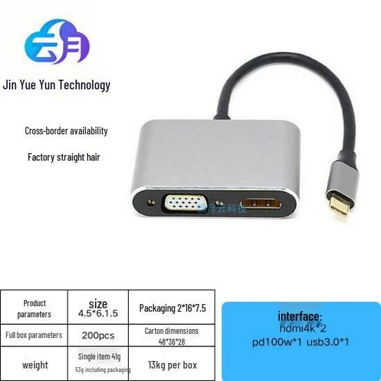 USB-C концентратор 4-в-1 с двойным HDMI-адаптером для MacBook