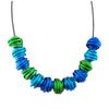 [R0317] - Blue Green Artisanal 'Aluminirock' Necklace - Width 1.5 Cm