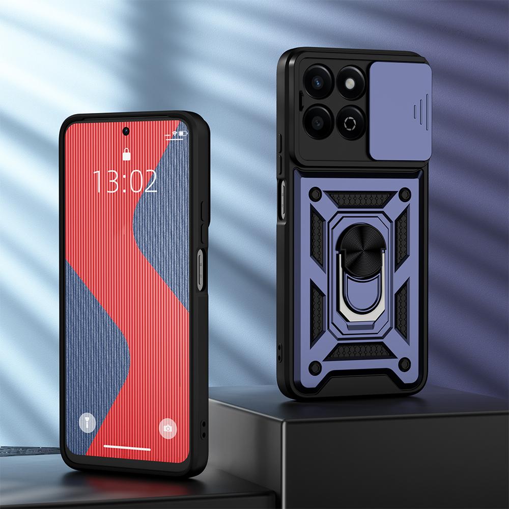 Keysion Shockproof Case Honor For 200 Smart 5g Siliconepc Slide Camera Protection Ring Stand Phone Cover For Huawei Honor X7c