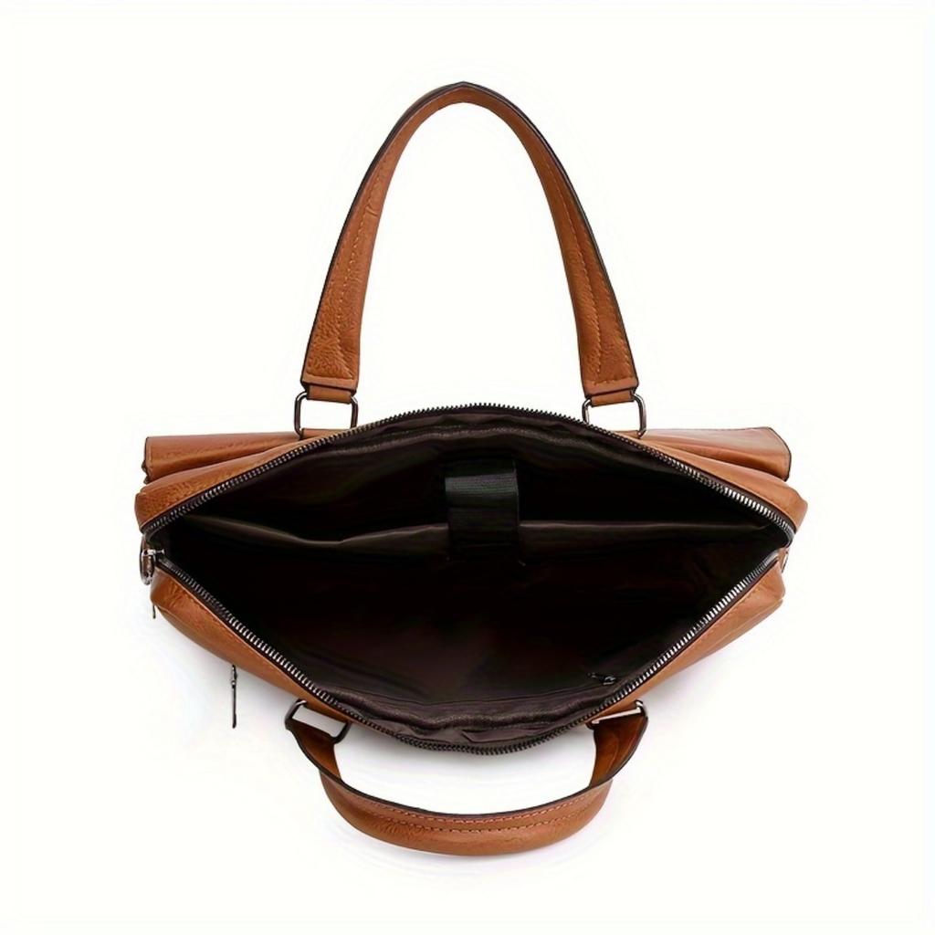 Мужской винтажный деловой портфель - коричневый рюкзак для ноутбука и планшета с регулируемым плечевым ремнем, несколькими отделениями и папкой на молнии