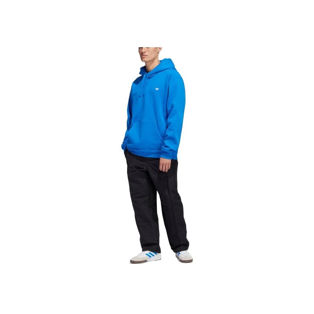 adidas Оригинальная мужская толстовка Clover FW22 с логотипом, однотонным принтом, длинными рукавами и завязками, синяя HK9866