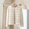 Женская пуховая куртка с тонким волнистым узором, сложенная внутри с нижним подкладом, с V-образным вырезом, без воротника, короткий стиль, для сохранения тепла