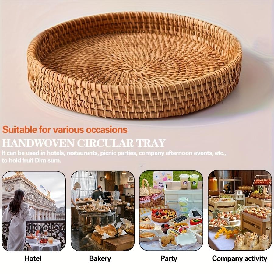 Сплетенная вручную японская корзина для хлеба, паровая булочка, корзина для фруктов, круглая корзина для хранения в гостиной и доме