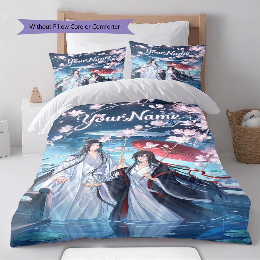 Name Custom WangXian Pattern Bedding Set Quilt Cover Pillowcase Home Decor Gift (1 * duvet cover + 2 * pillowcase, without core)