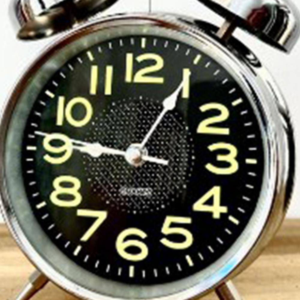4 Inch Dial Twin Bell Alarm Clock Silver Battery Operated Alarm Clock For Heavy Sleepers
