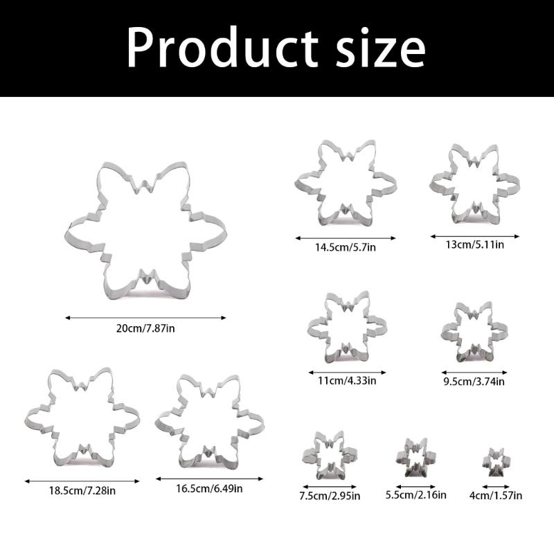 10 Piece Snowflake Cookie Molds Set Durable Nonrust Steel Baking Tool For Christmas New Years Party Treats