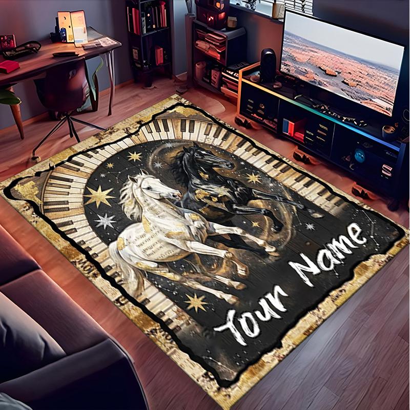 1PC Custom Name Equestrian Fantasy Tour Theme Floor Mat Ideal for Living Room, Game Rooms, Office, Bedroom,Floor Mat Playful Design