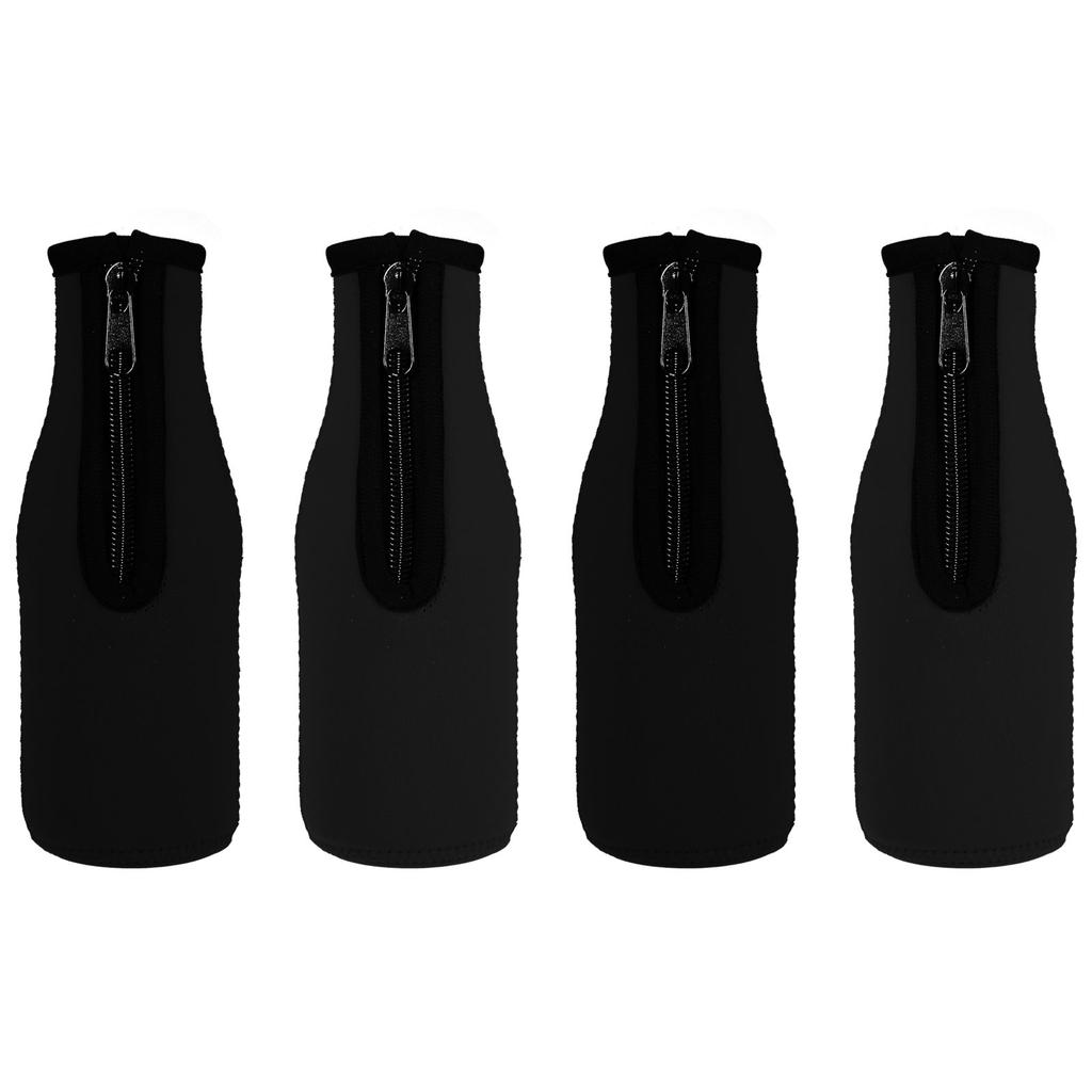 4pcs Beer Bottle Sleeves Cooler Insulator Collapsible Neoprene Covers with Zipper for 330ml to 350ml
