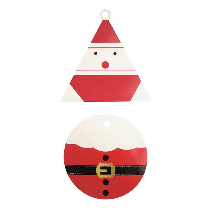 MégaCréa DIY - Etiquette Tags en carton Père Noël 8,5 cm 10 pièces