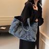 2025 повседневная на плечо большая вместимость ретро выстиранная холщовая сумка сумка для покупок простая и легкая сумка для通勤