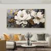 Modern Minimalist Wall Art Abstract Gold White Flowers HD Canvas Print Poster Home Living Room Bedroom Decoration