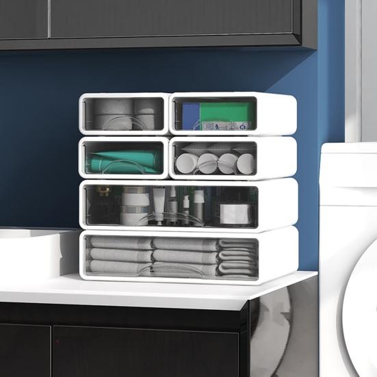 Ящик для хранения, прозрачный ящик, многофункциональный штабелируемый органайзер для канцелярских принадлежностей, настольный ящик для хранения