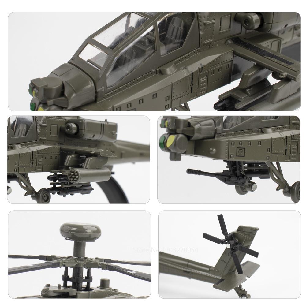 1/32 Модель вертолета AH-64 Apache Игрушка Сплав Литье под давлением Модель Самолета Со Звуком Светом Металлический Пропеллер Вращающийся Игрушки Для Мальчиков Подарки